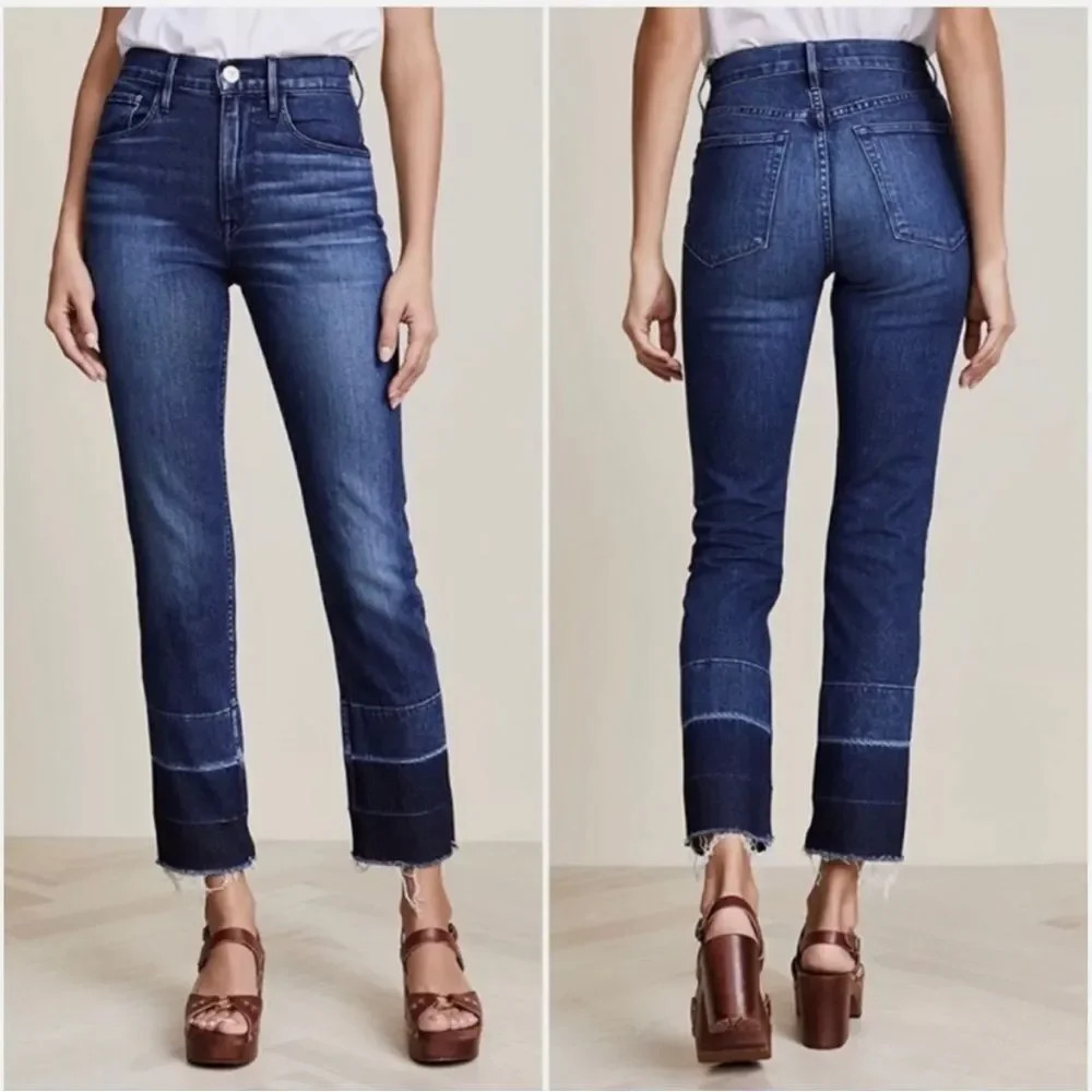 3X1 NYC W4 Shelter Straight Crop High Rise Jeans Denim Dark Spectrum